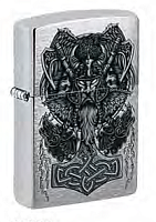 Зажигалка ZIPPO Viking Design с покрытием Brushed Chrome