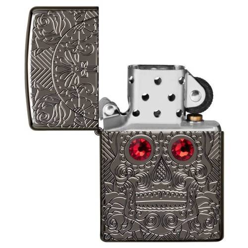 321 ZIPPO Зажигалка ZIPPO Armor Crystal Skull Design с покрытием High Polish Black Ice фото 4