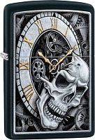 Зажигалка ZIPPO Skull Clock с покрытием Black Matte