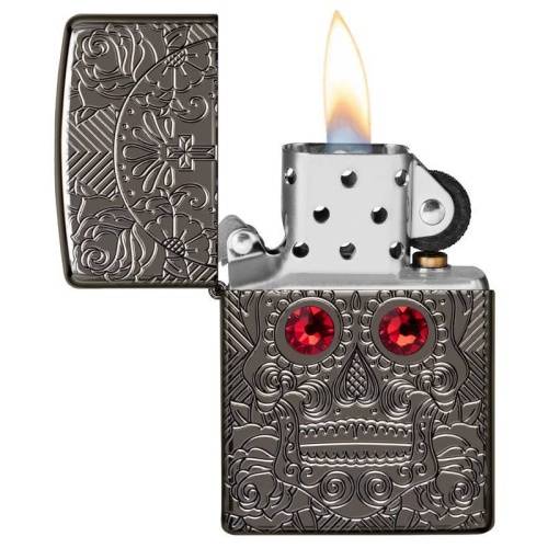 321 ZIPPO Зажигалка ZIPPO Armor Crystal Skull Design с покрытием High Polish Black Ice фото 5